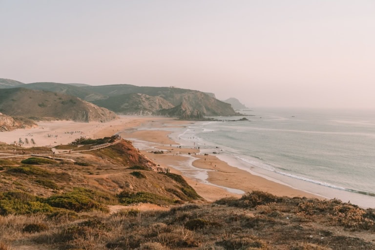 View looking down over Praia do Amado, one of the best beaches in Western Algarve