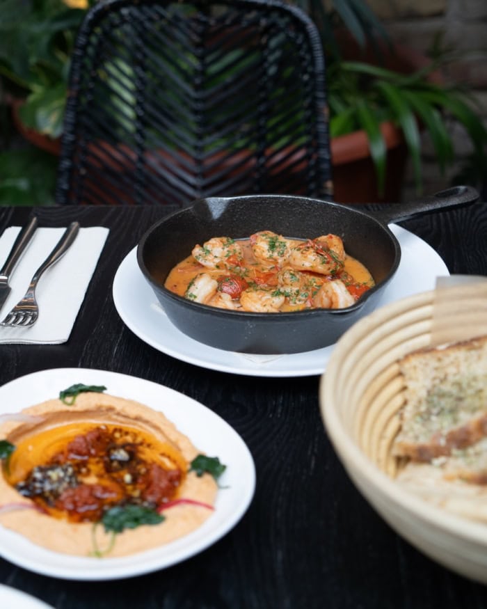 Mediterranean style dishes on the table at TwentySix in Budapest