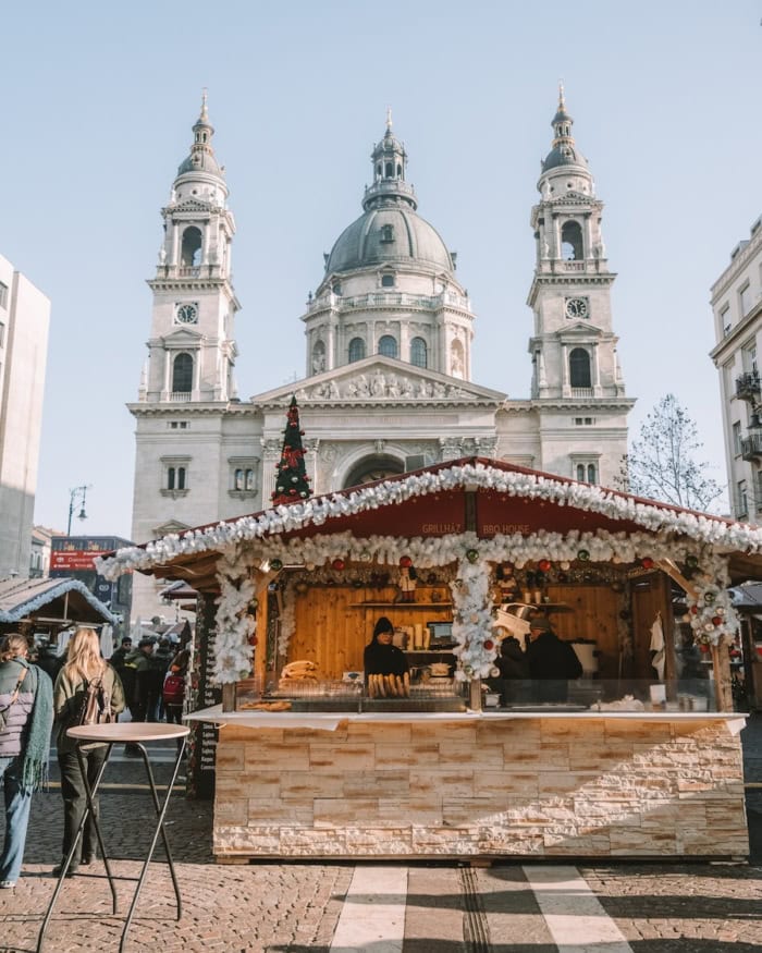 St Stephen's Basilica Christmas Market hut in front of the cathedral 