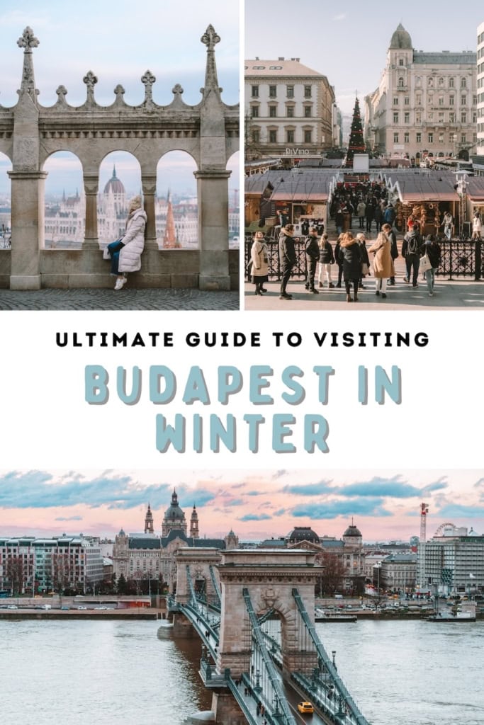 Pin cover for Budapest in winter blog post