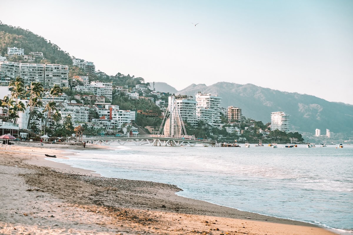 Morning view of Los Muertos Beach in Puerto Vallarta