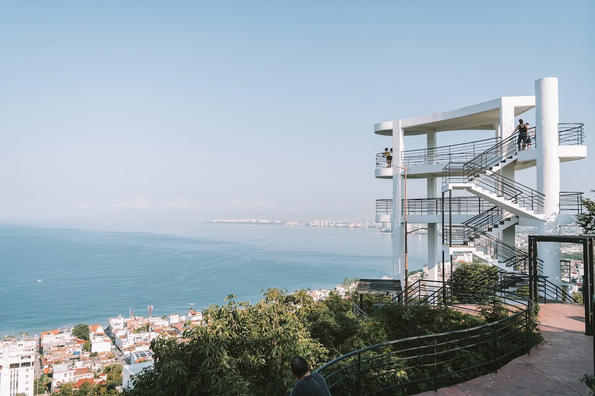 Panoramic views of Banderas Bay from the Mirador cerro de la cruz hike in Puerto Vallarta