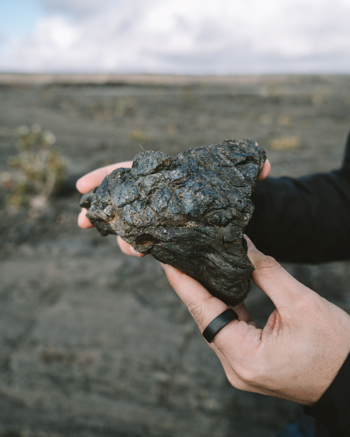 volcanic rock Image of a volcanic rock found on a trail in Big Island, Hawaii that's being held up by JT.