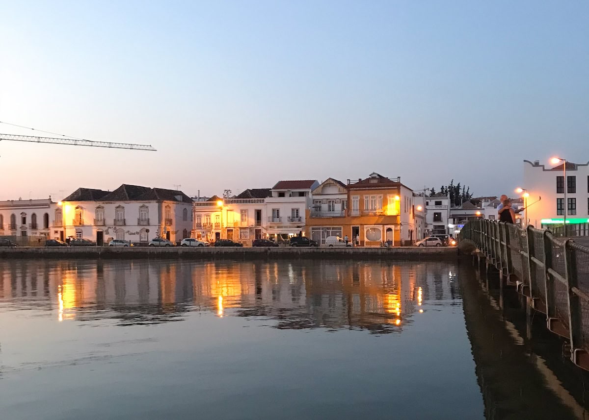 Tavira City buildings of Tavira lit up at night | Algarve Portugal Itinerary