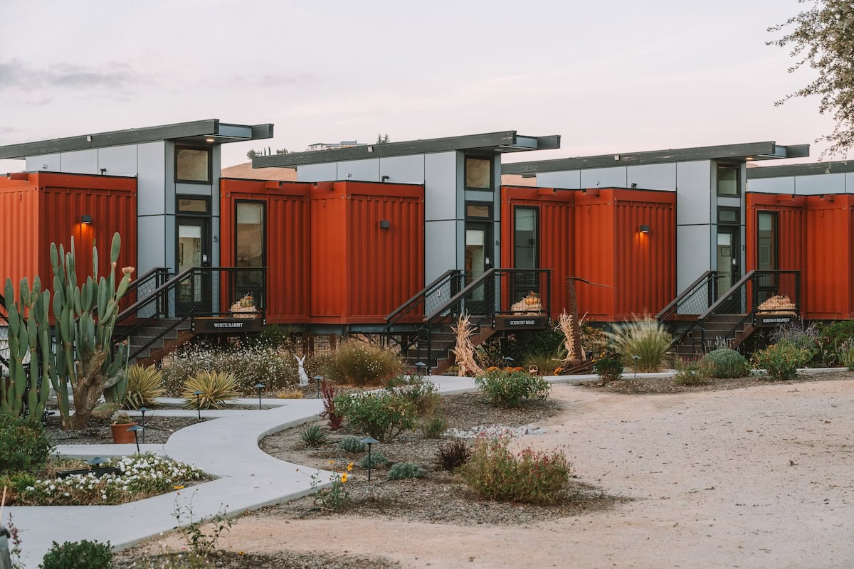Geneseo Inn Shipping container style hotel rooms at Geneseo Inn in Paso Robles