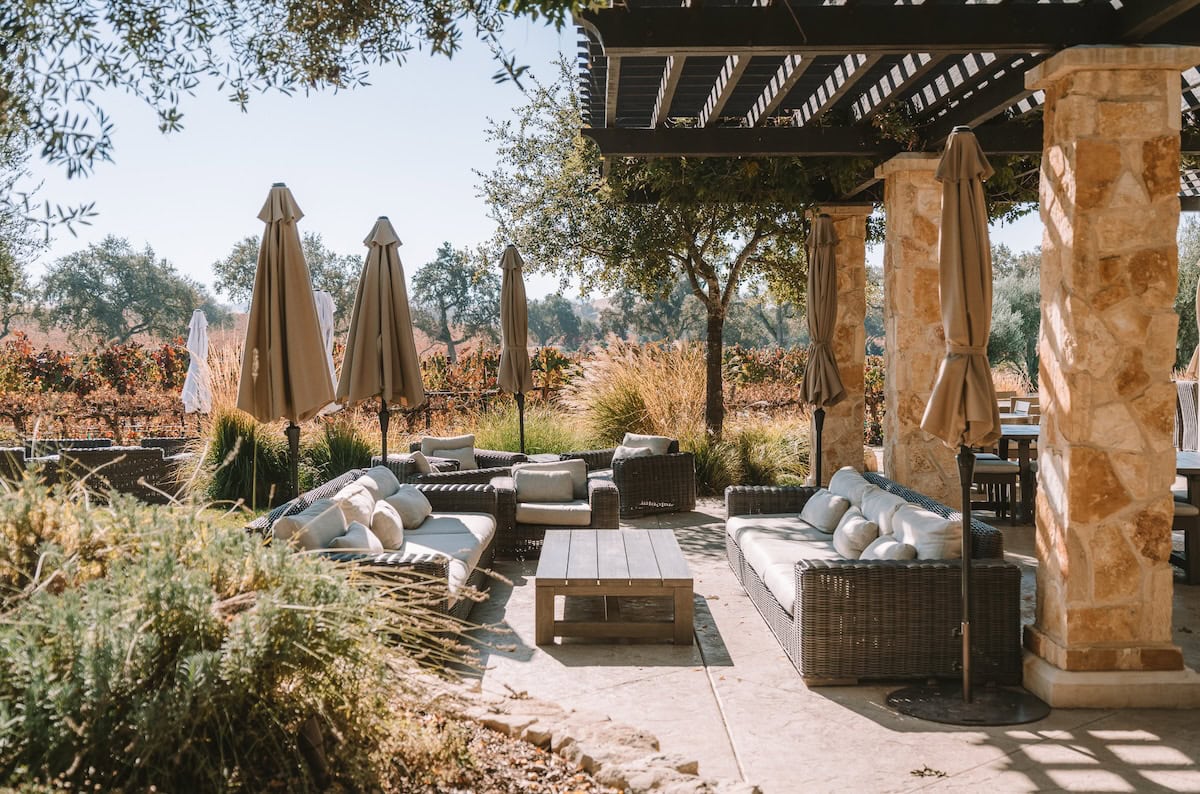 Outdoor seating area at Rava wines Outdoor seating area at Rava wines