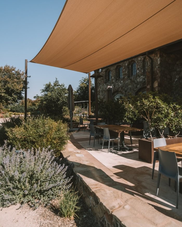 outdoor seating area Gorgeous outdoor seating area at a winery in Paso Robles with lots of greenery