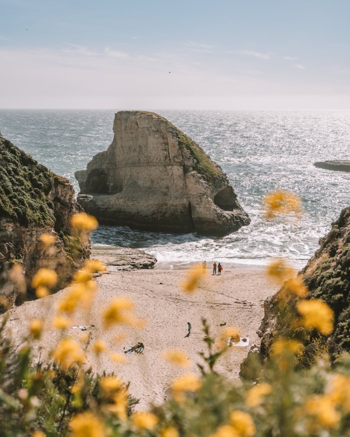 Shark Fin Cove Overhead shot of Shark Fin Cove | Best Beaches in California
