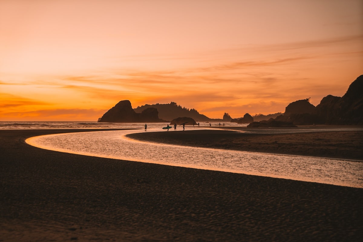 Moonstone Beach california Fiery orange sunset at Moonstone Beach, one of the best beaches in California