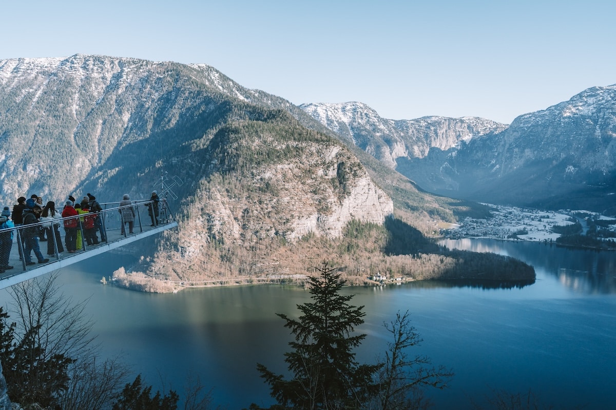 Skywalk viewing platform Skywalk viewing platform hanging out over the lake in Hallstatt