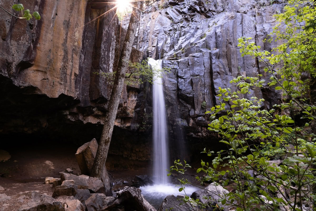 sun burst at Hedge Creek Falls sun burst at Hedge Creek Falls in Dunsmuir, California