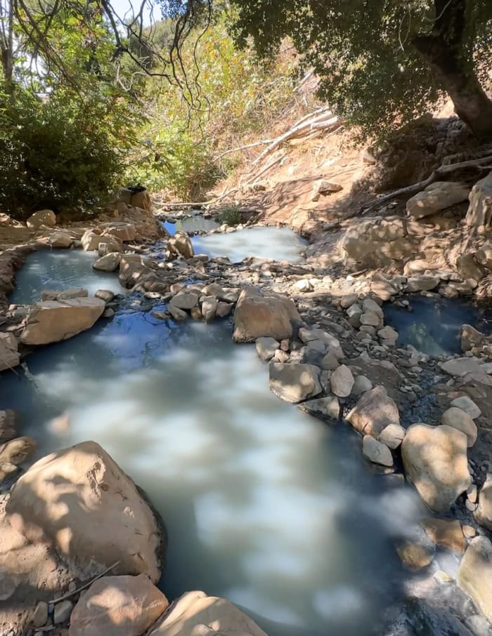 Montecito Hot Springs Pools of milky blue water at the Montecito Hot Springs