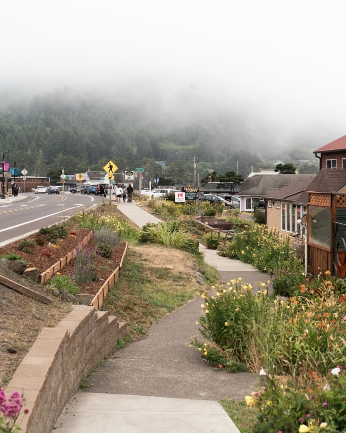 Best Oregon Coast Towns Misty day in the town of Yachats, Oregon