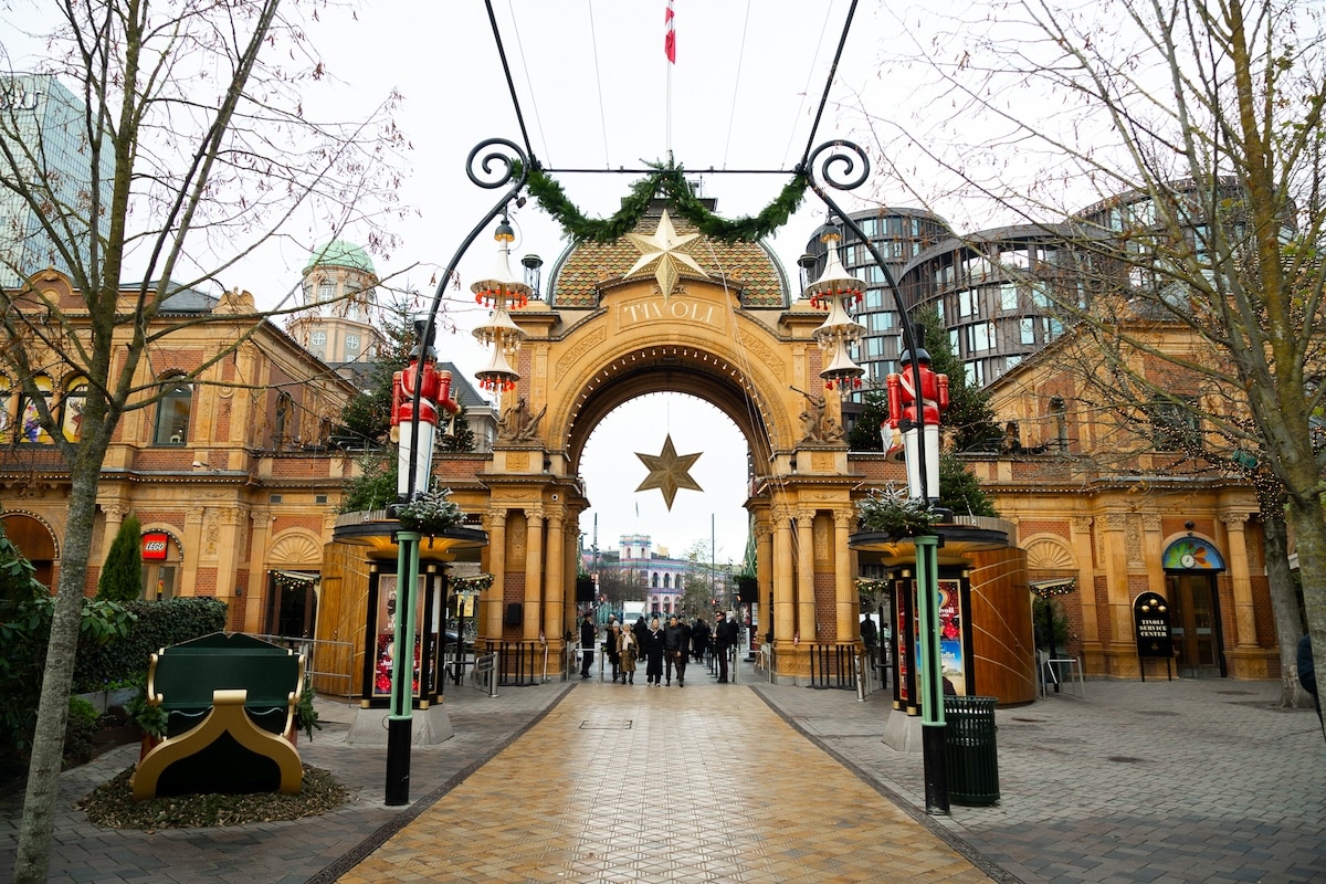 Entrance of Tivoli Gardens in Copenhagen during the holiday season