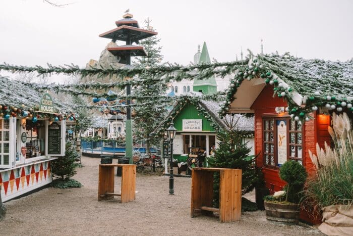 Holiday food and vendor stalls at Tivoli Gardens Christmas market 