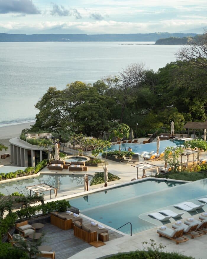 Multi tiered pool deck at Waldorf Astoria Costa Rica