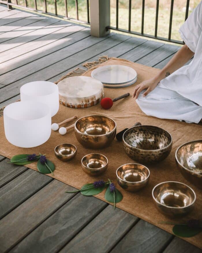 Close up of sound bowls