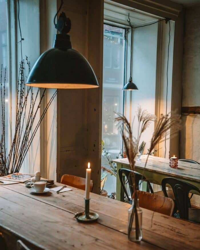 cafe interior at Kompa 9 Cozy hygge cafe interior at Kompa 9 in Copenhagen