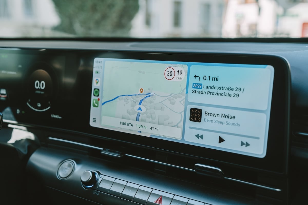 navigation in car Image of navigation the car showing a hairpin turn in the Dolomites