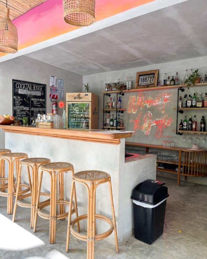 Bar area at Norte Nosara Bar area at Norte Nosara with fun colorful neon signage