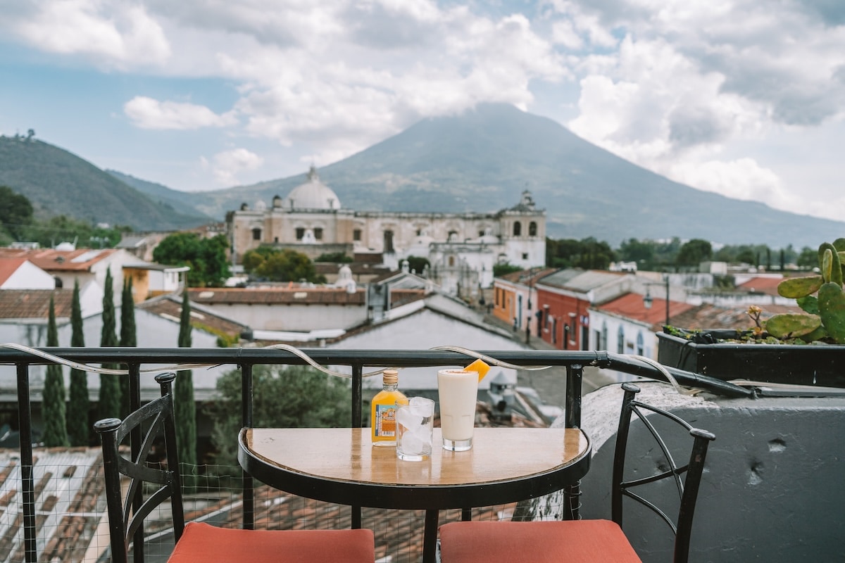 Cafe Sky in Antigua Guatemala Rooftop views at Cafe Sky in Antigua Guatemala
