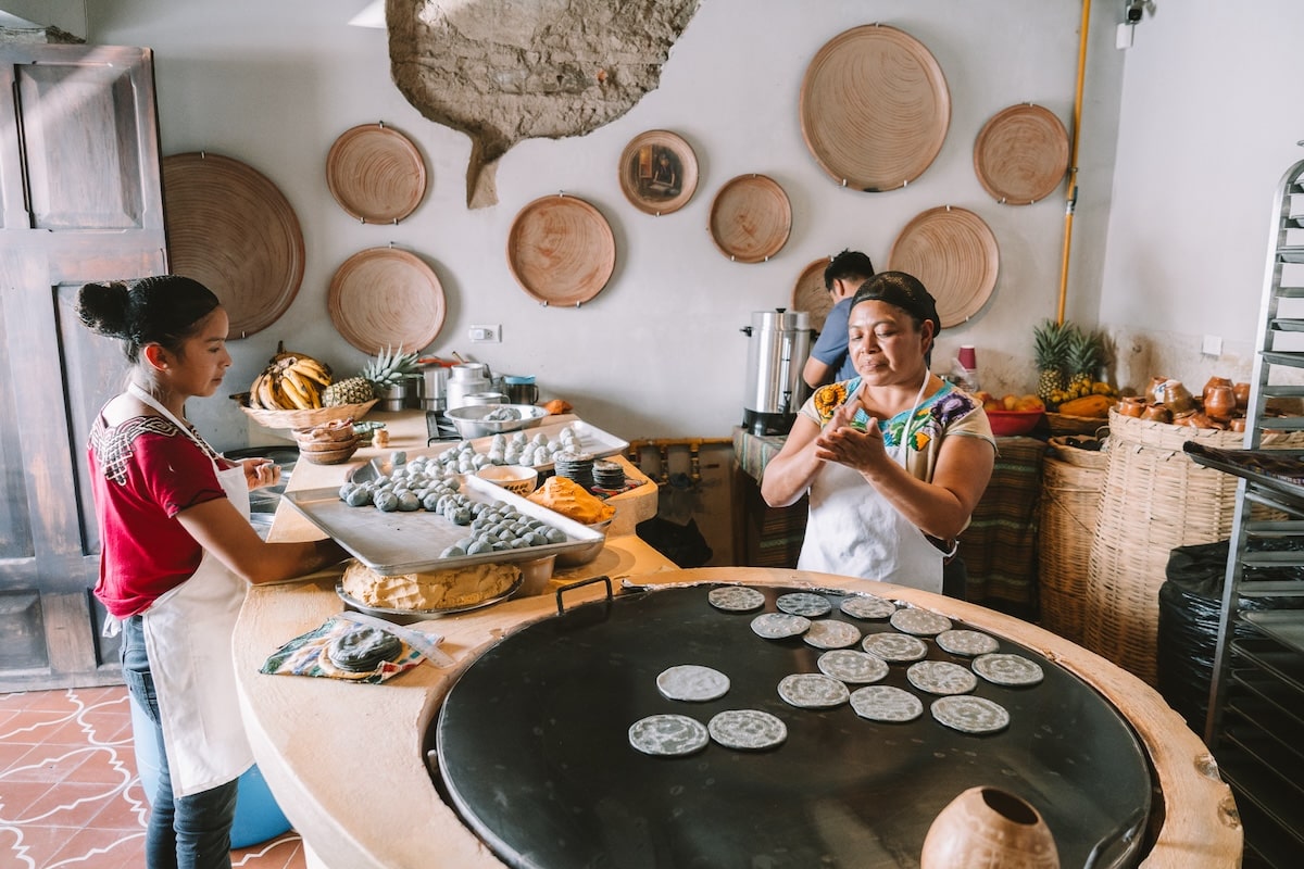 tortillas at El Comalote Guatemalan women making tortillas at El Comalote