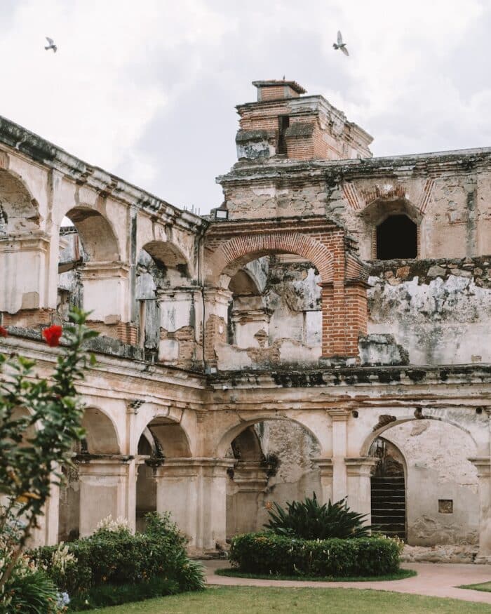 Ruins of Santa Clara Convent Ruins of Santa Clara Convent with birds flying above