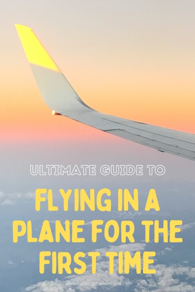 flying in a plane for the first time. Pinterest cover for blog post about flying in a plane for the first time.