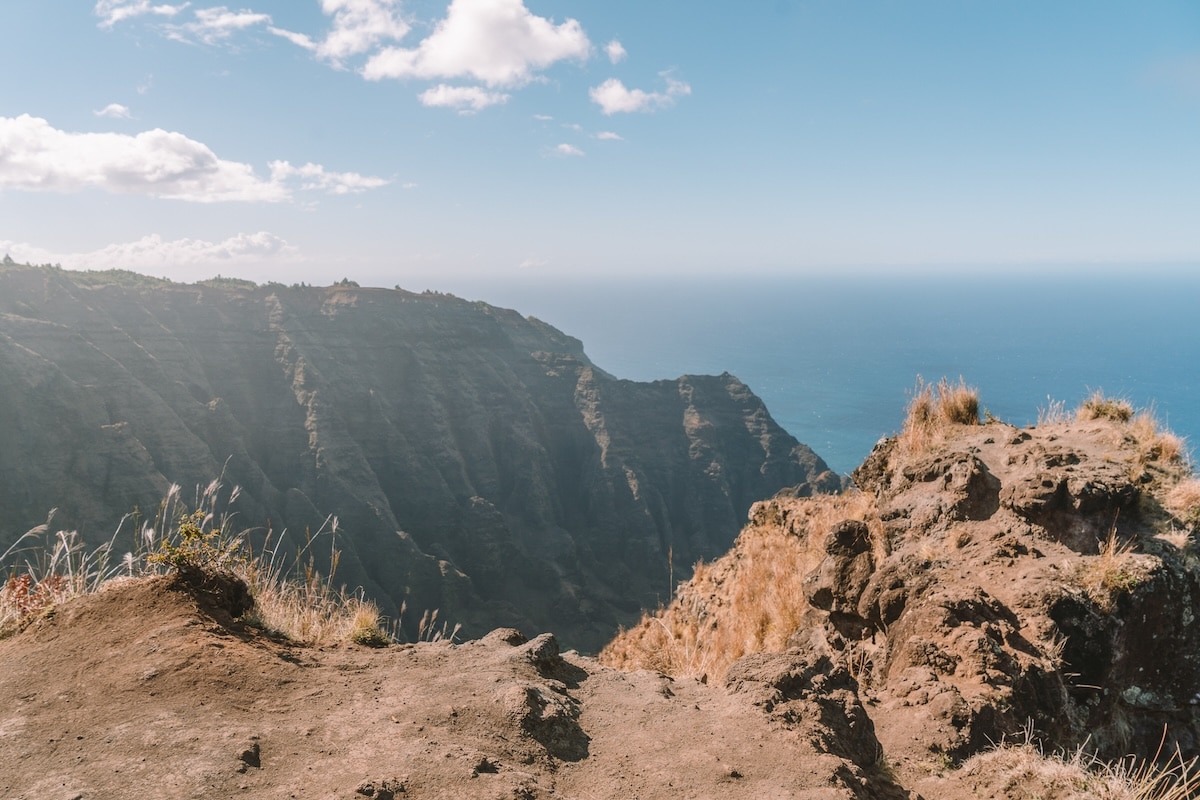 hike in Waimea Canyon Viewpoint from a hike in Waimea Canyon looking out to the NaPali Coast