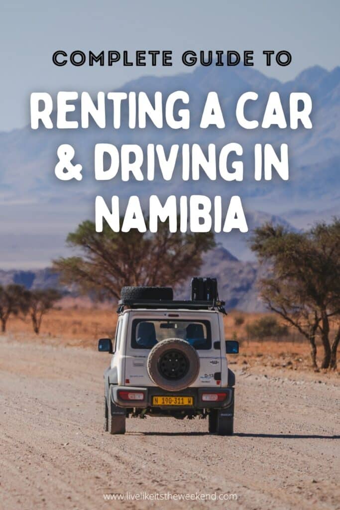 renting a car and driving in Namibia Pinterest cover for blog post on renting a car and driving in Namibia