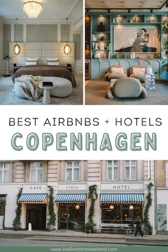 Copenhagen best airbnbs Pinterest cover for blog post on where to stay in Copenhagen best airbnbs