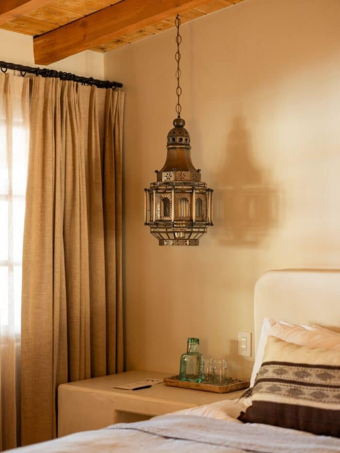 Corner of guest room Corner of guest room with Moroccan style pendant light