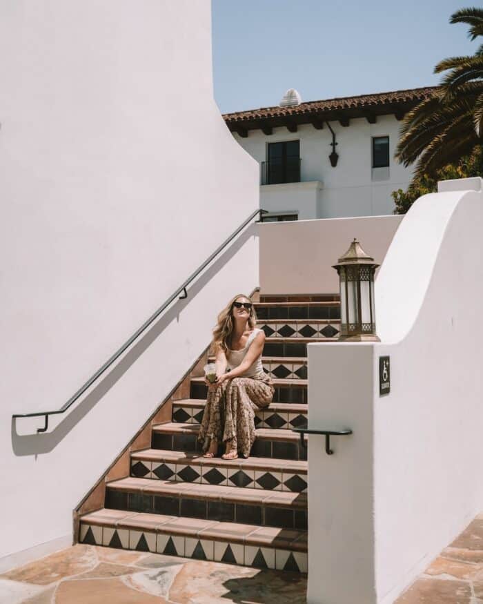 tiled steps in Santa Barbara Michelle Halpern sitting on tiled steps in Santa Barbara
