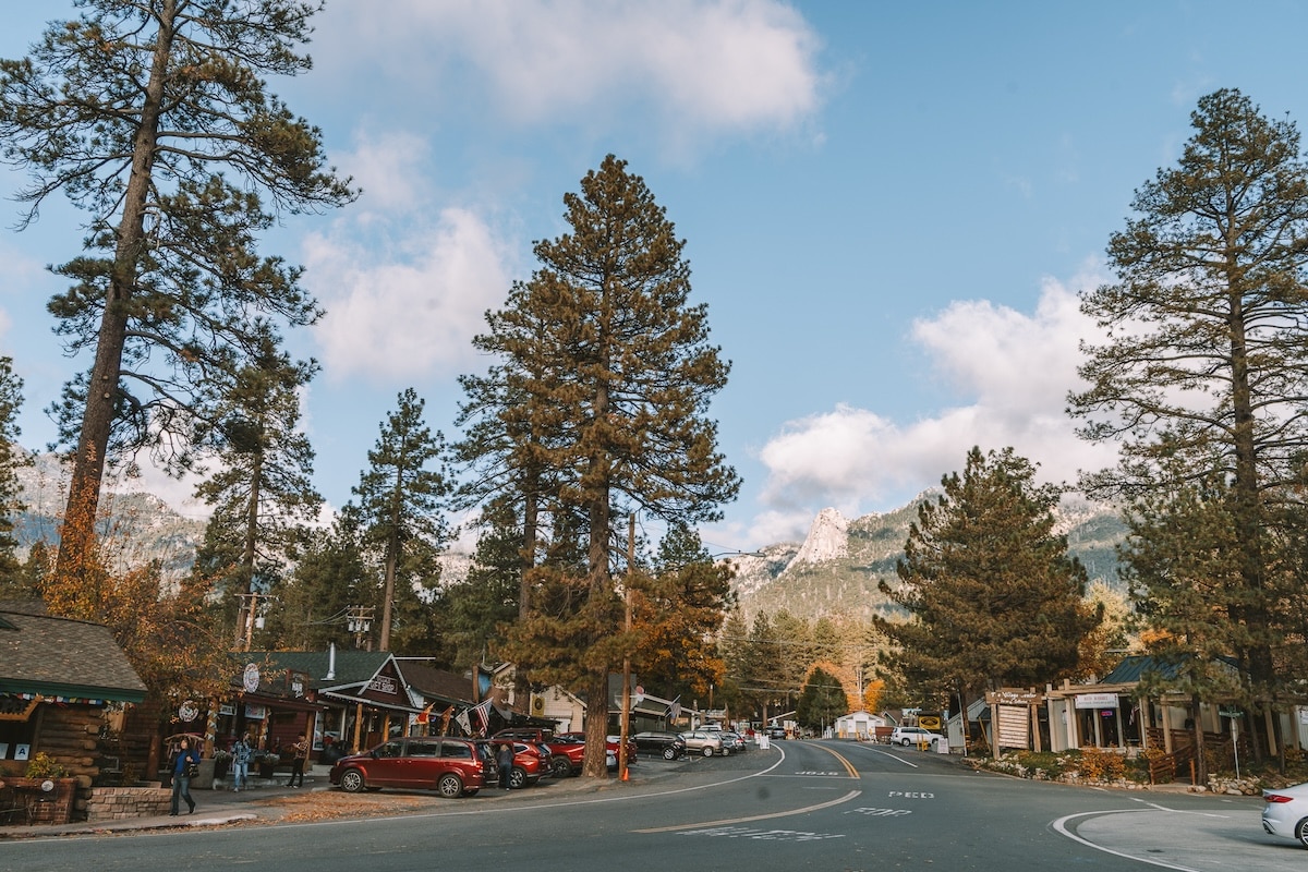 Idyllwild in fall Overview shot of town of Idyllwild in the fall with mountains in the background