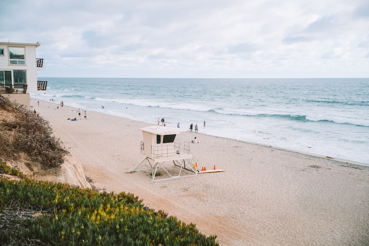 Lifeguard tower at Moonlight Beach Lifeguard tower at Moonlight Beach in Encinitas