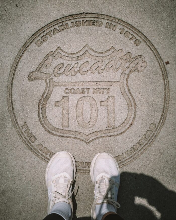 Leucadia Coast Hwy 101 Leucadia Coast Hwy 101 engraved into sidewalk | Things to Do in Encinitas