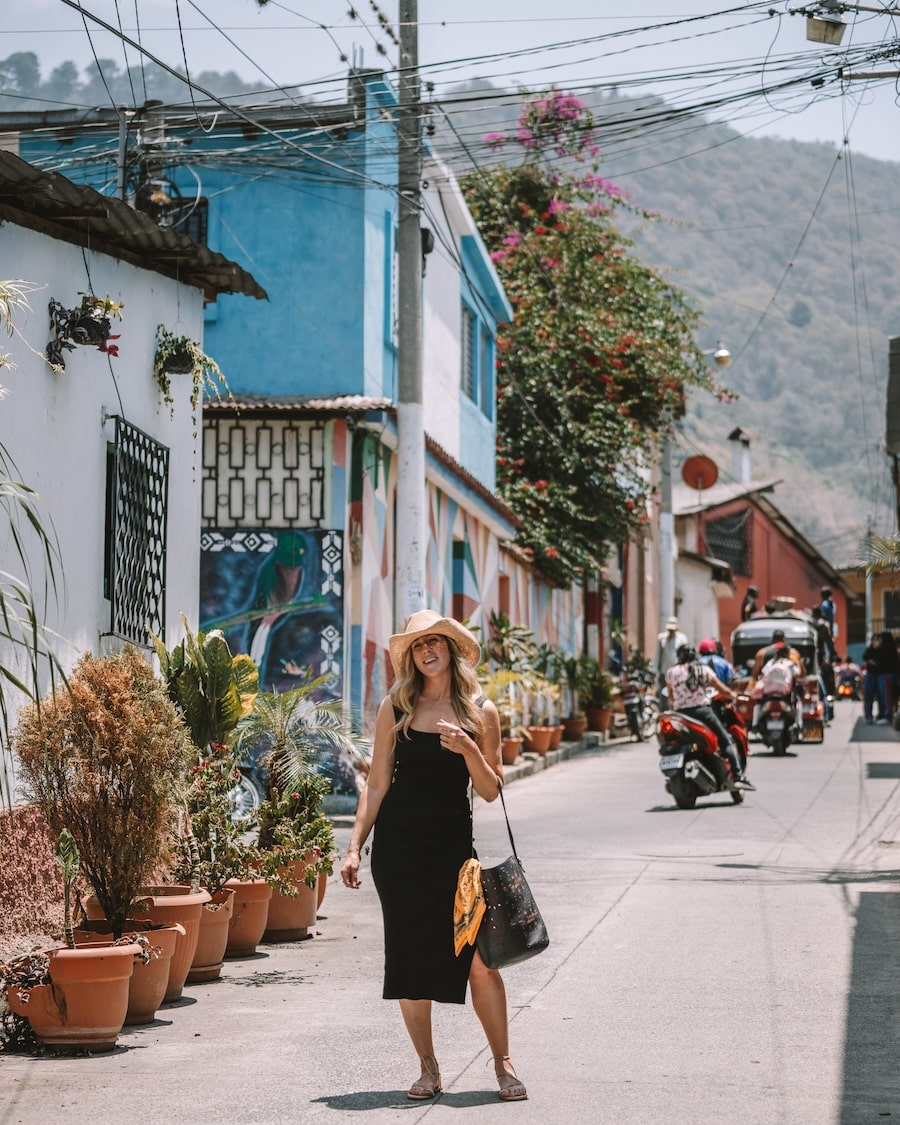 colorful road in Panajachel Michelle Halpern standing in a colorful road in Panajachel