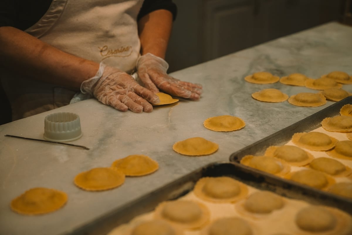 Chef handmaking ravioli at Cesarina