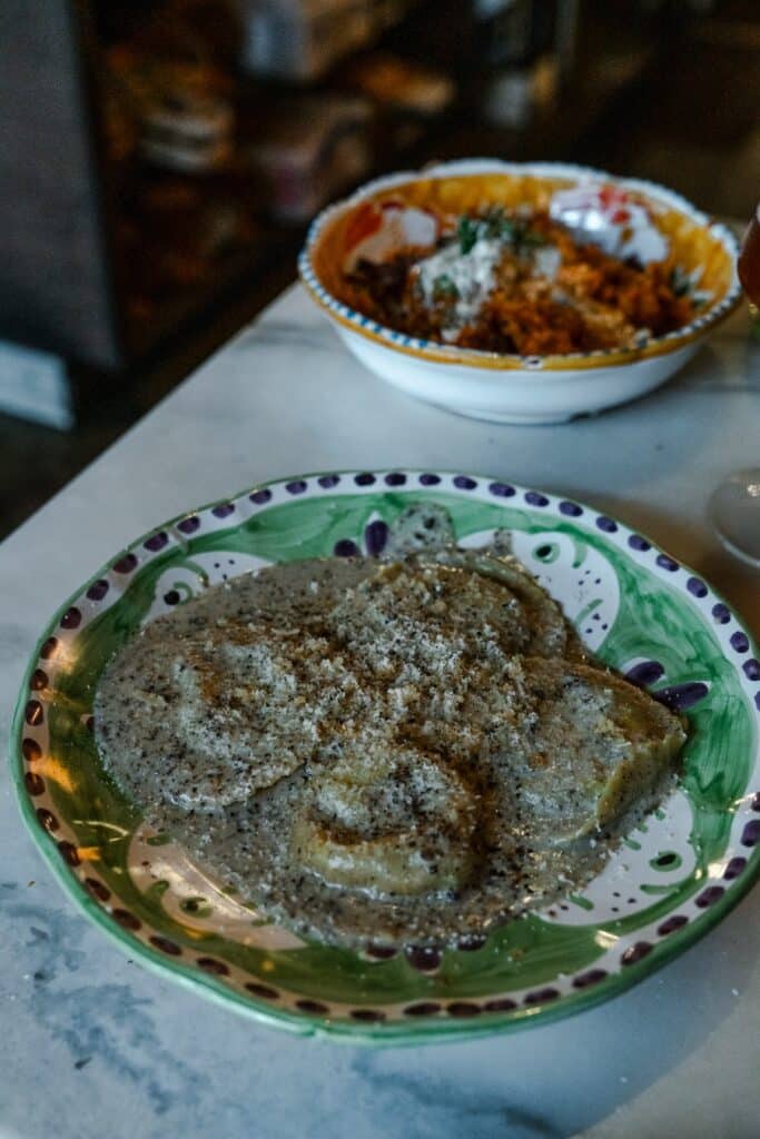 Close up shot of ravioli
