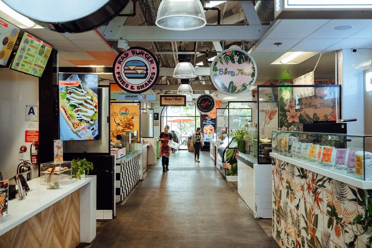 Food vendors Food vendors lining the inside of Liberty Public Market