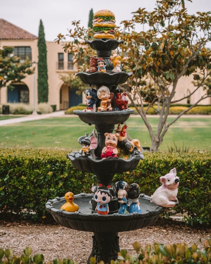 cartoon characters A fountain adorned with cartoon characters
