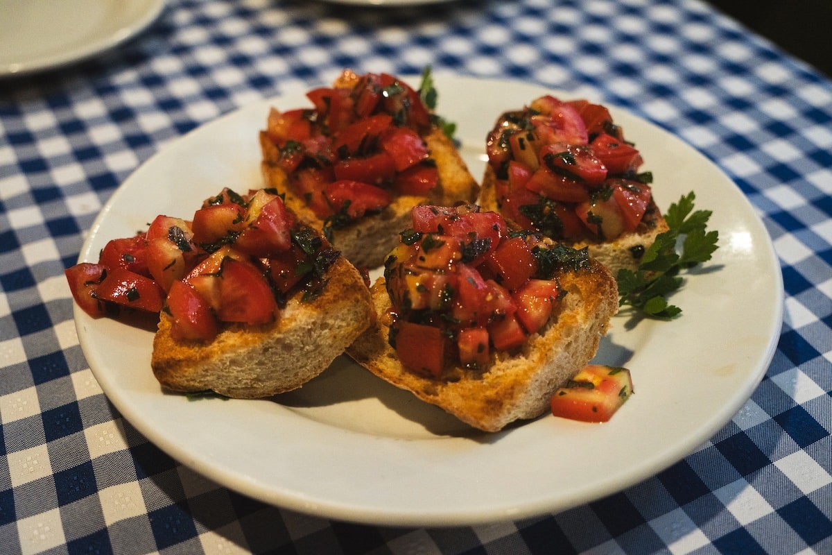 Plate of bruschetta from Circus Bar in Panajachel