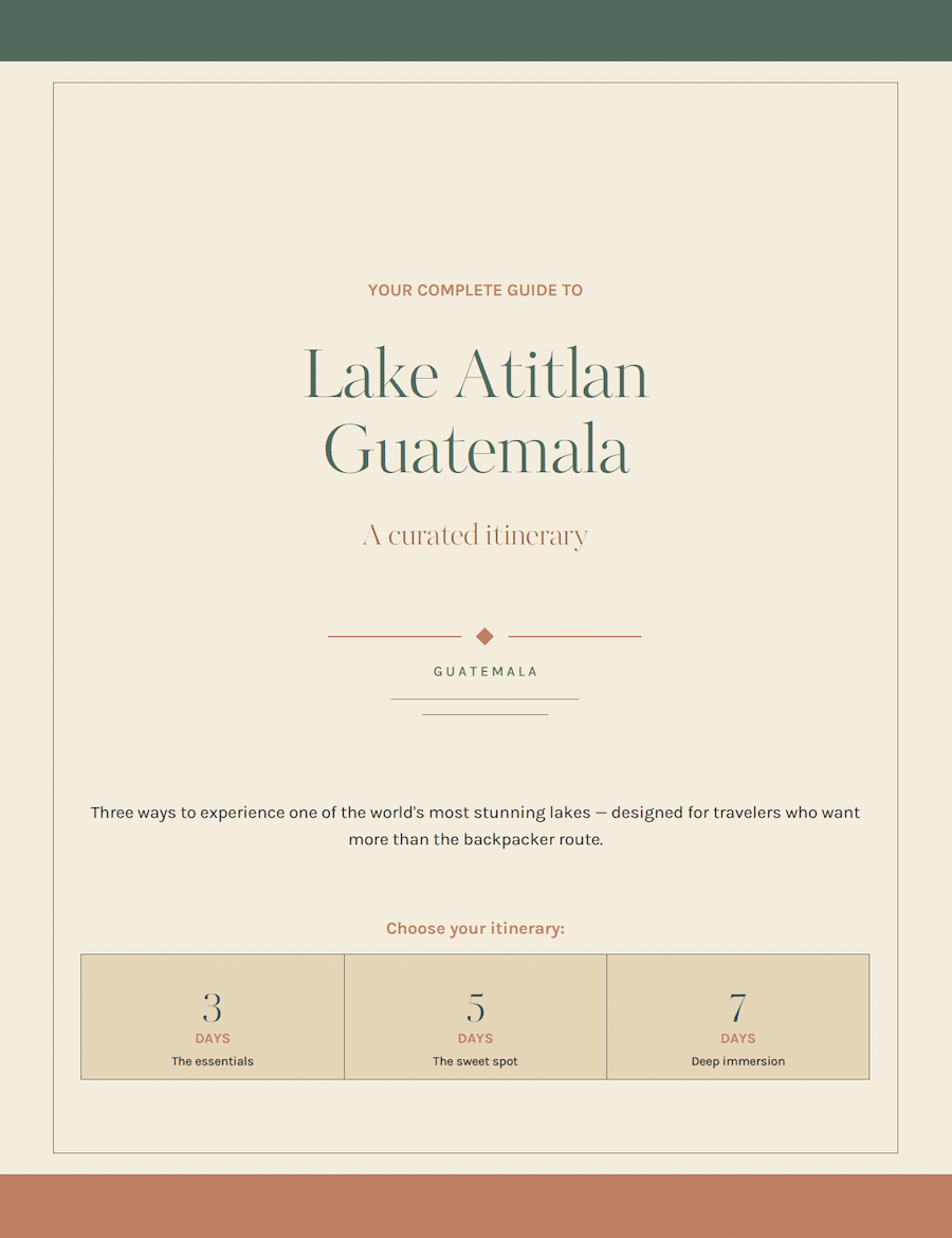 Lake Atitlan itinerary downloadable Screenshot of Lake Atitlan itinerary downloadable