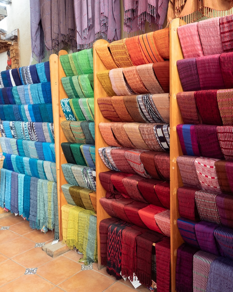 colorful woven goods Walls of colorful woven goods in every color