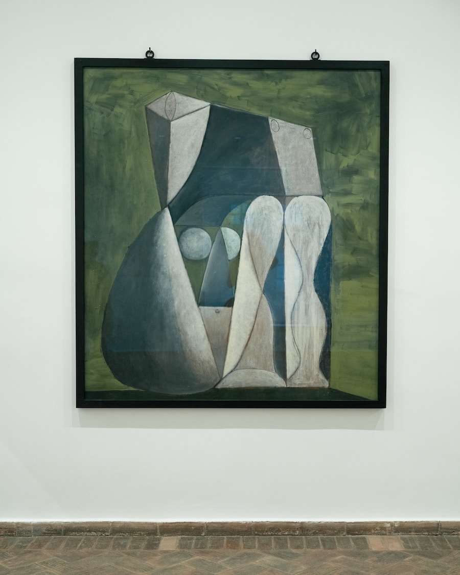 Cubism painting by Picasso Cubism painting by Picasso in shades of blue and green