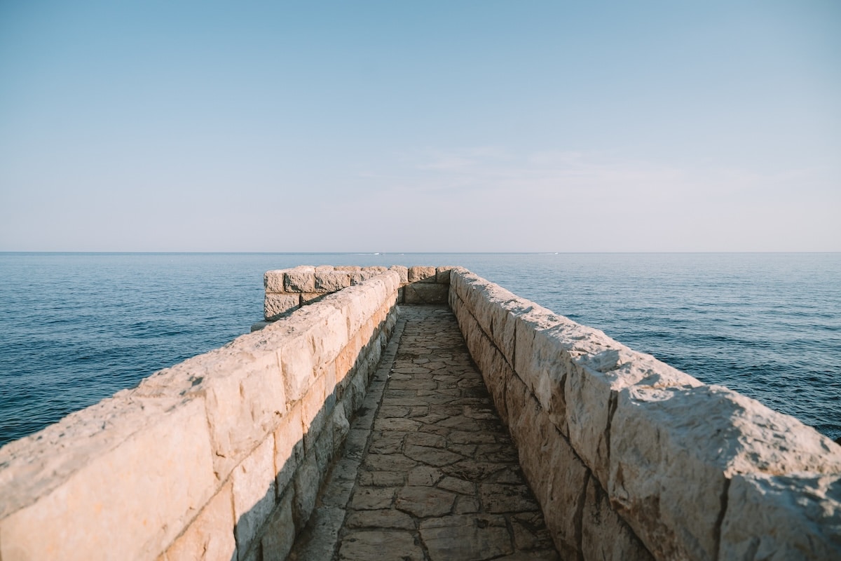 Sentier du Littoral Stone path along Sentier du Littoral that looks out onto the sea