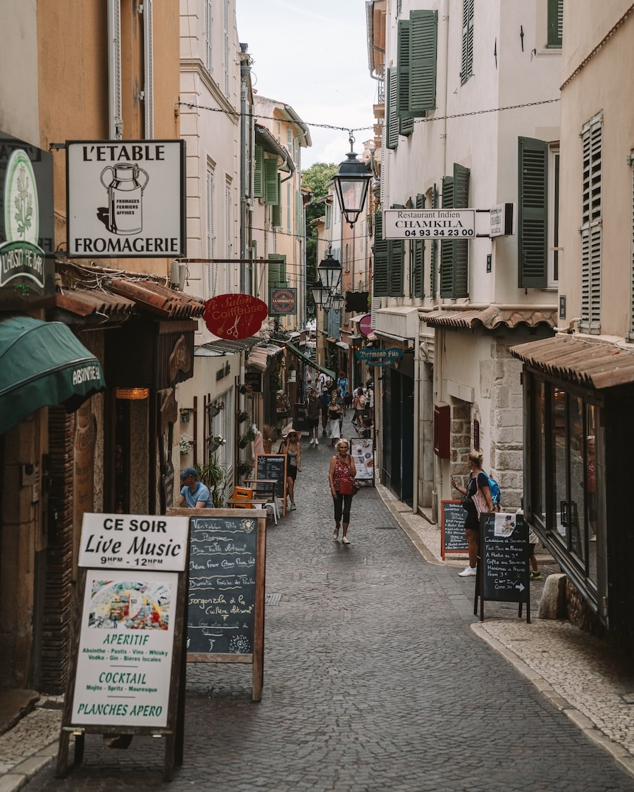 Cobblestone street in Old Town Antibes Cobblestone street in Old Town Antibes