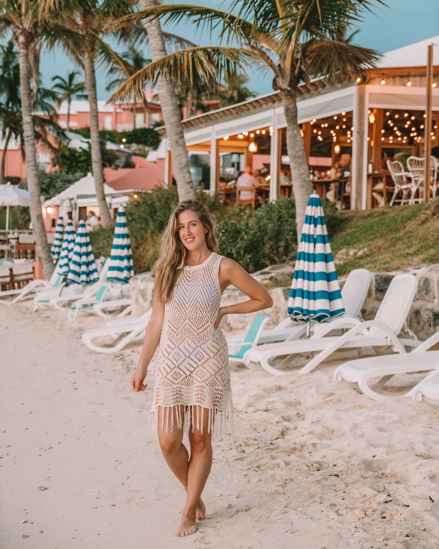 crochet beach cover-up Michelle Halpern in a crochet beach cover-up | What To Pack For A Beach Vacation