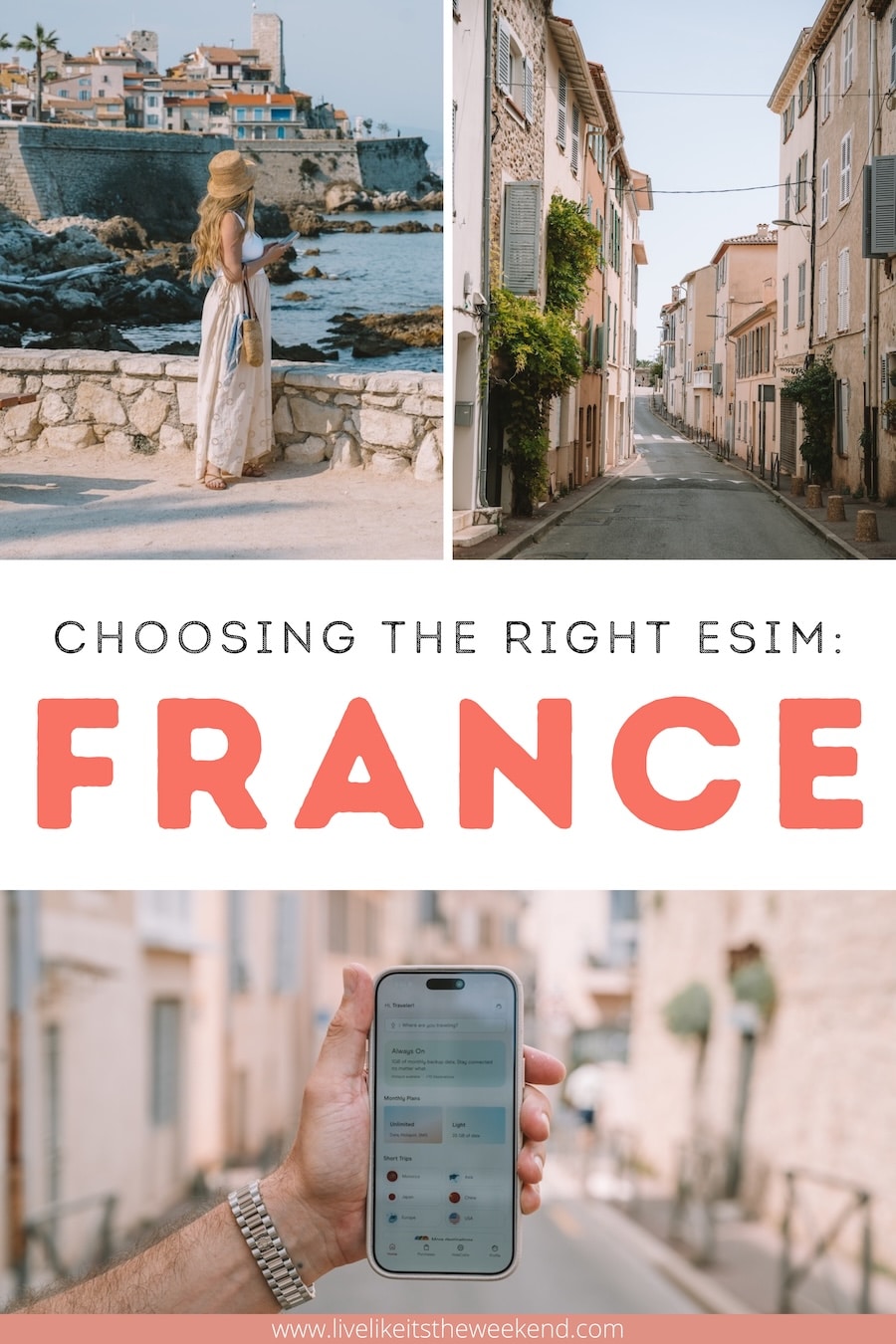 choosing the right eSIMs for France Pinterest cover for blog post on choosing the right eSIMs for France