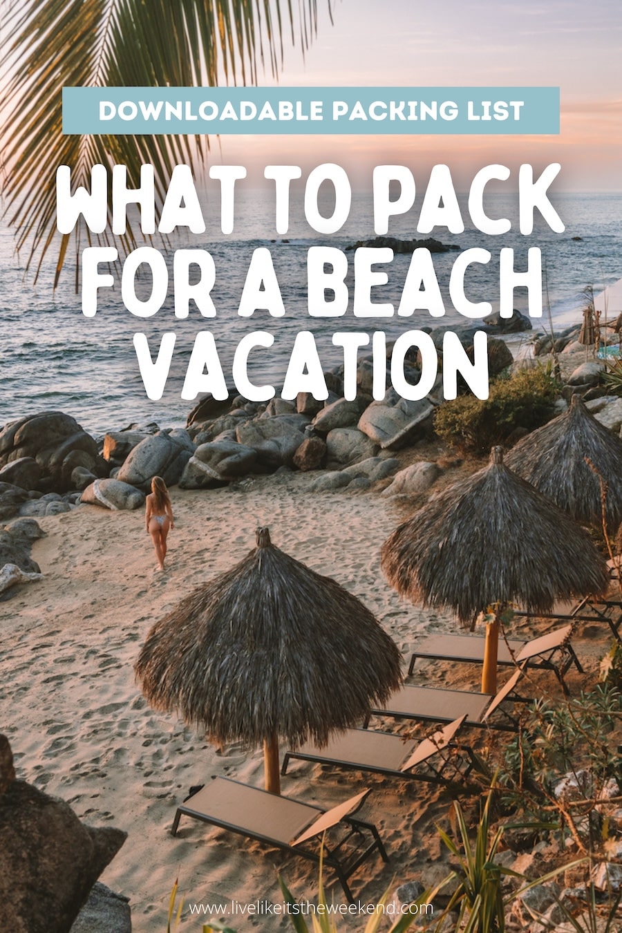 what to pack for a beach vacation blog Pin cover for what to pack for a beach vacation blog post
